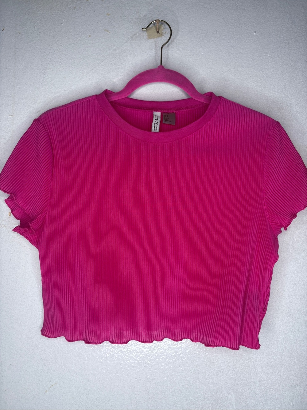 H&M Ribbed Crop Top in Bright Pink